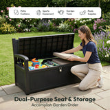 Olsen & Smith 265L Outdoor Garden Storage Bench – Weather-Resistant Rattan Effect Plastic Seat with Lockable Storage Box, Patio Furniture Chest for Tools, Cushions & Toys – Black