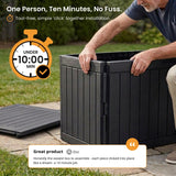 Olsen & Smith 170L Outdoor Garden Storage Box – Lockable Plastic Container Chest with Wood-Effect Panels, Weather-Resistant Patio Storage for Tools, Toys & Cushions – Black