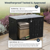 Olsen & Smith 170L Outdoor Garden Storage Box – Lockable Plastic Container Chest with Wood-Effect Panels, Weather-Resistant Patio Storage for Tools, Toys & Cushions – Black