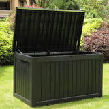 Olsen & Smith 870L Extra Large Outdoor Garden Storage Box – Heavy-Duty Weather-Resistant Wood-Effect Chest with Lock, Gas-Lift Lid & Massive Capacity – Grey