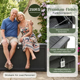 Olsen & Smith 980-l-XXL-Garten-Aufbewahrungsbox – Extra große Aufbewahrungstruhe für den Außenbereich, 100 % recycelter Kunststoff, wetterbeständige robuste Kissenbox mit Zahlenschloss & Holzoptik