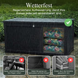 Olsen & Smith 980-l-XXL-Garten-Aufbewahrungsbox – Extra große Aufbewahrungstruhe für den Außenbereich, 100 % recycelter Kunststoff, wetterbeständige robuste Kissenbox mit Zahlenschloss & Holzoptik