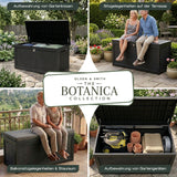 Olsen & Smith 980-l-XXL-Garten-Aufbewahrungsbox – Extra große Aufbewahrungstruhe für den Außenbereich, 100 % recycelter Kunststoff, wetterbeständige robuste Kissenbox mit Zahlenschloss & Holzoptik