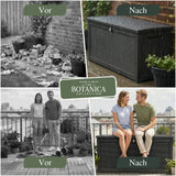 Olsen & Smith 980-l-XXL-Garten-Aufbewahrungsbox – Extra große Aufbewahrungstruhe für den Außenbereich, 100 % recycelter Kunststoff, wetterbeständige robuste Kissenbox mit Zahlenschloss & Holzoptik