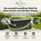 Olsen & Smith 980-l-XXL-Garten-Aufbewahrungsbox – Extra große Aufbewahrungstruhe für den Außenbereich, 100 % recycelter Kunststoff, wetterbeständige robuste Kissenbox mit Zahlenschloss & Holzoptik