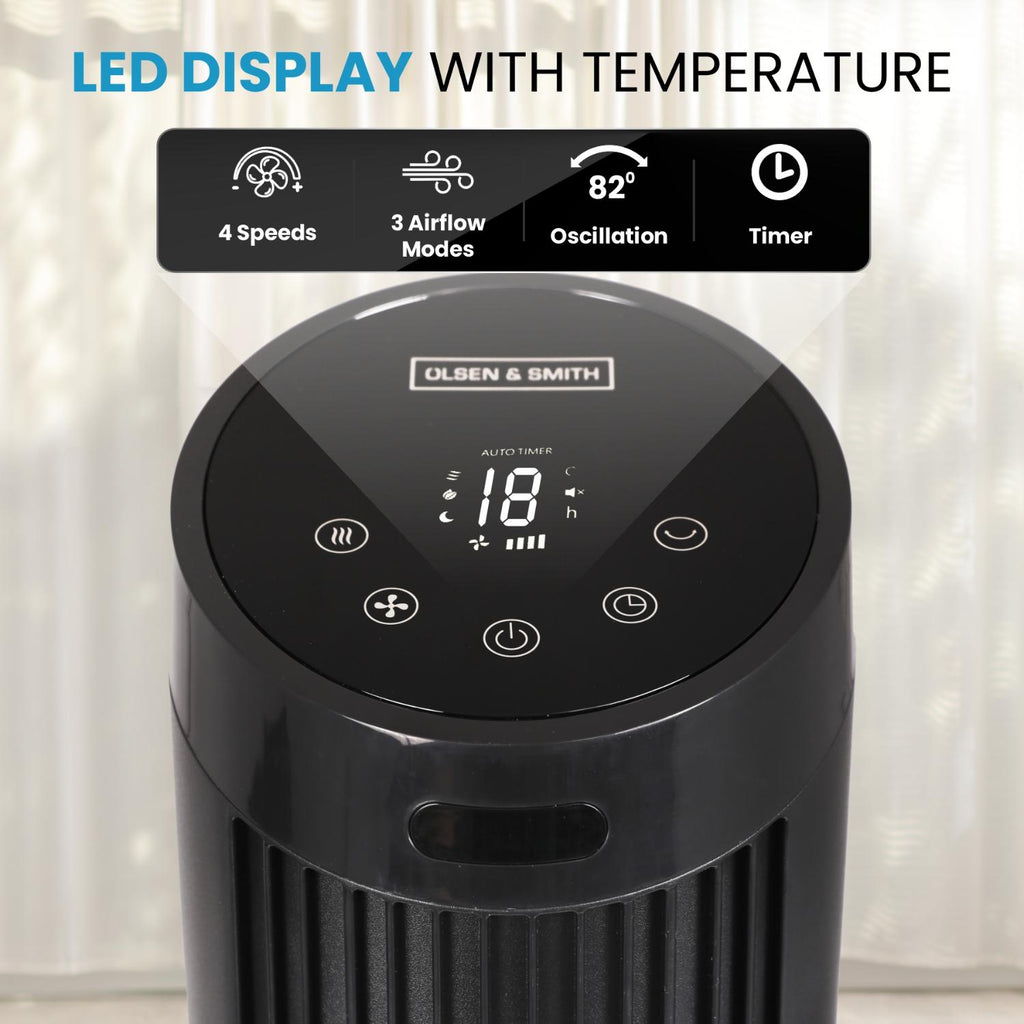 Olsen & Smith 36 Inch 27dB Tower Fan – Smart Bladeless Design with Rem