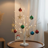 Olsen & Smith Set of 2 Pre-Lit 60cm (2ft) White Birch Twig Trees – Battery Operated Mini Christmas Tree Ornaments with 24 Warm White LED Lights & Timer for Home, Tabletop, Party & Wedding Décor