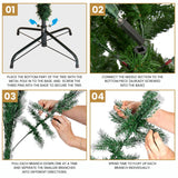 Olsen & Smith 6ft Snowy Pre Lit Christmas Tree – Artificial Indoor Xmas Tree with 300 Warm White LED Lights, Snowflake Ornaments, Frosted Branch Tips & Metal Stand – 750 Branch Tips