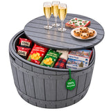 Olsen & Smith 127L Garten-Aufbewahrungsbox in Fassform & Sitzgelegenheit – Runder Terrassentisch, abnehmbarer Deckel, abschließbar, 100 kg Sitzbelastung, 100 % recycelter Kunststoff, Anthrazit