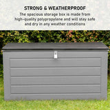 Olsen & Smith 680L MASSIVE Capacity Outdoor Garden Storage Box Plastic Shed - Weatherproof & Sit On with Wood Effect Chest